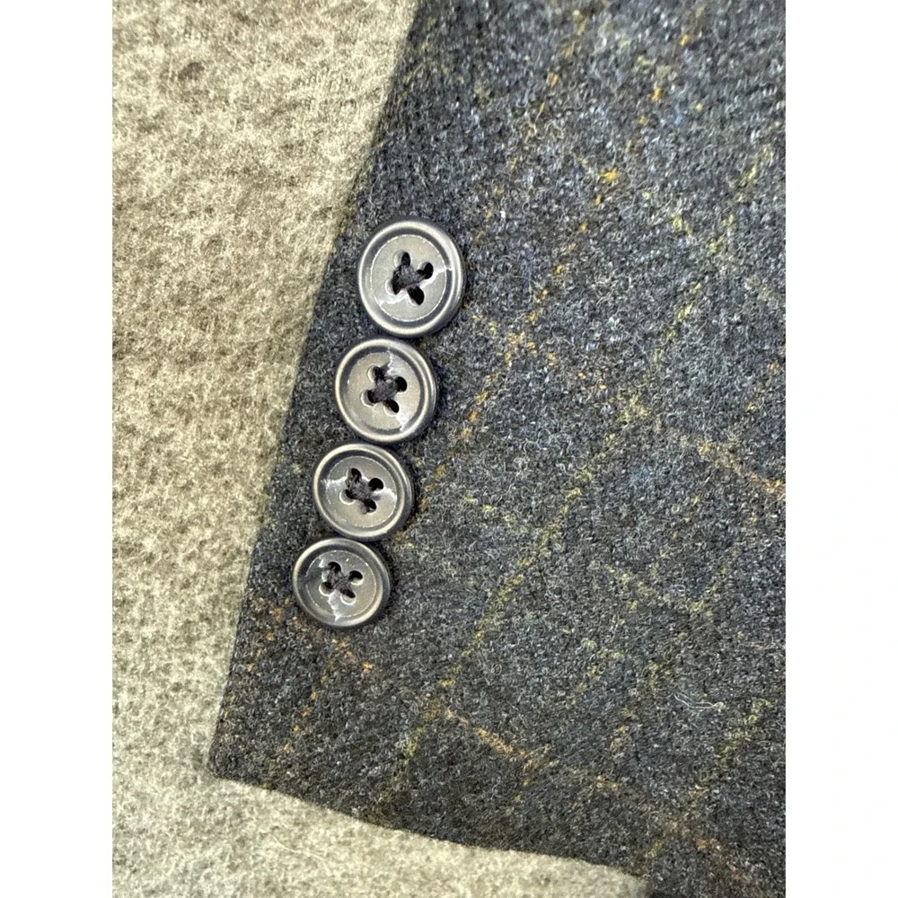 Pronto Uomo Mens 42R Blazer Wool Cashmere Luxury Fabric Made in Italy Plaid Gray